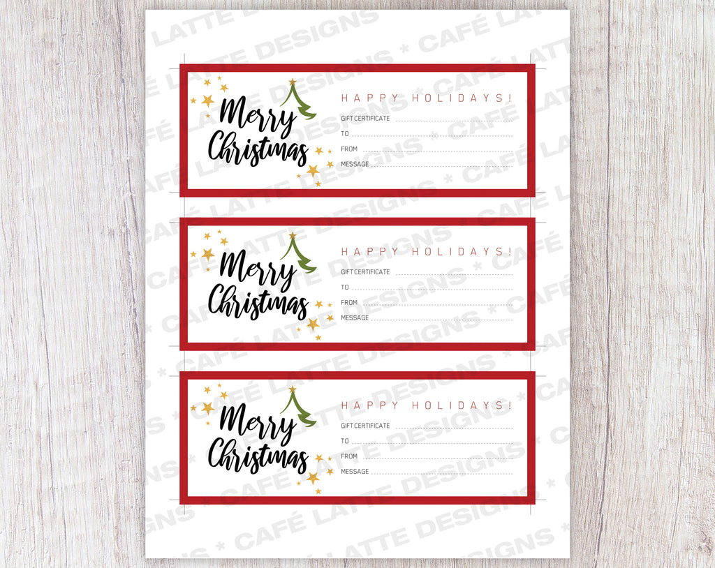 Christmas Gift Certificate Printable Merry Christmas