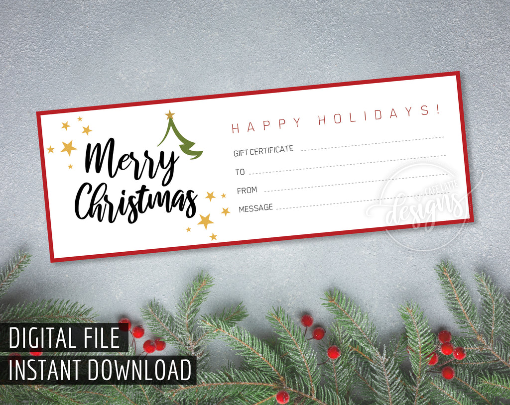 Christmas Gift Certificate Printable Merry Christmas