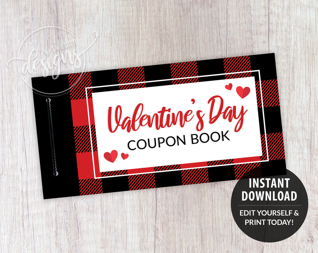 Valentine's Day Coupon Book, Editable Printable Template