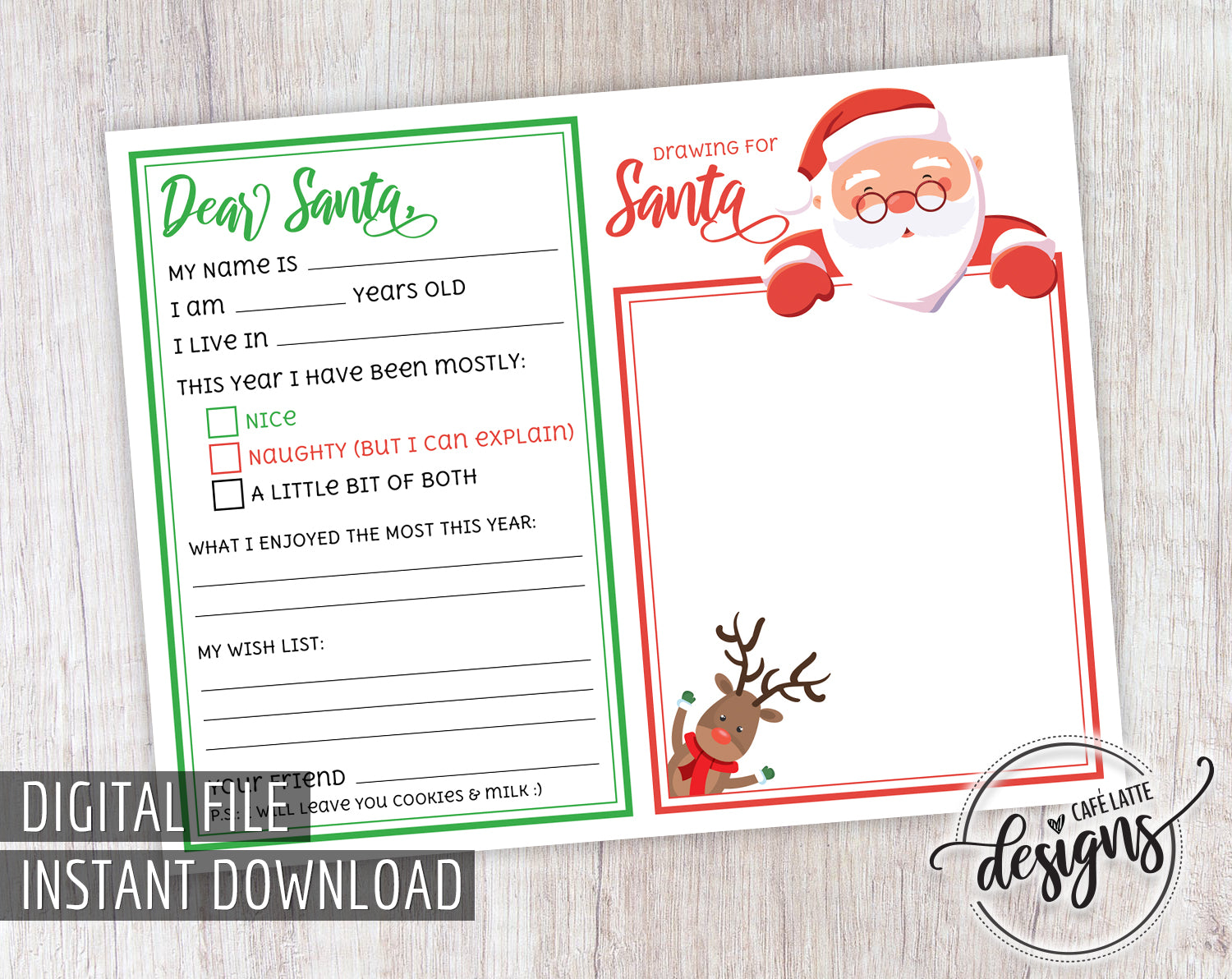Christmas Letter To Santa, Drawing for Santa, Printable Instant Downlo – Café Latte Designs christmas-letter-to-santa-drawing-for-santa-printable-instant-downlo-caf-latte-designs