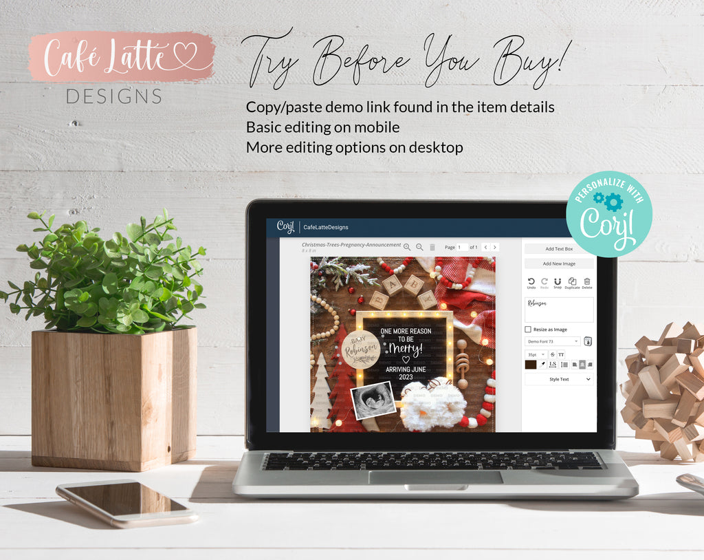 Digital Christmas Pregnancy Announcement Social Media, One More Reason to Be Merry Letter Board Editable Template, Boho Winter Baby, DIY