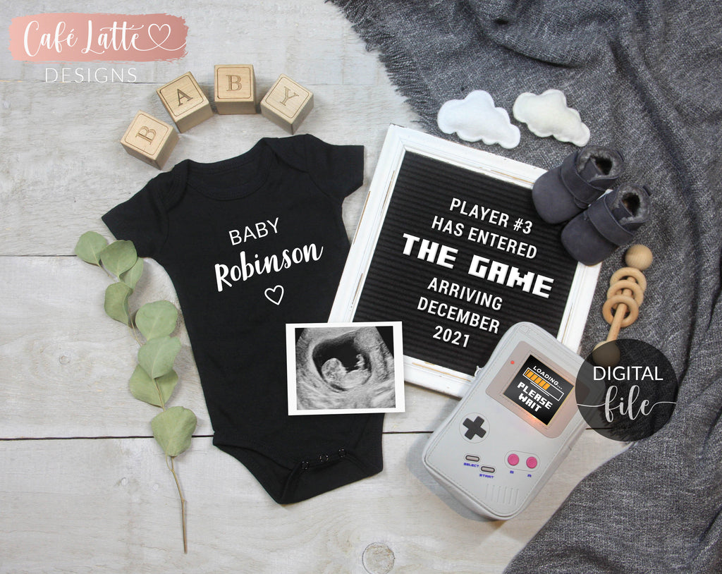 Digital Pregnancy Announcement for Social Media, Game Changer, Player 3 Has Entered The Game, Daddy's New Gaming Buddy, Video Gamer Baby