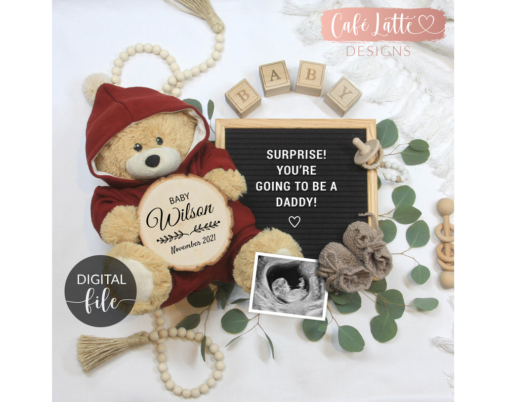 Digital Pregnancy Announcement for Social Media, Gender Neutral Boho Fall Spring Summer Baby Reveal, Keeping a Secret, Going to be a Daddy