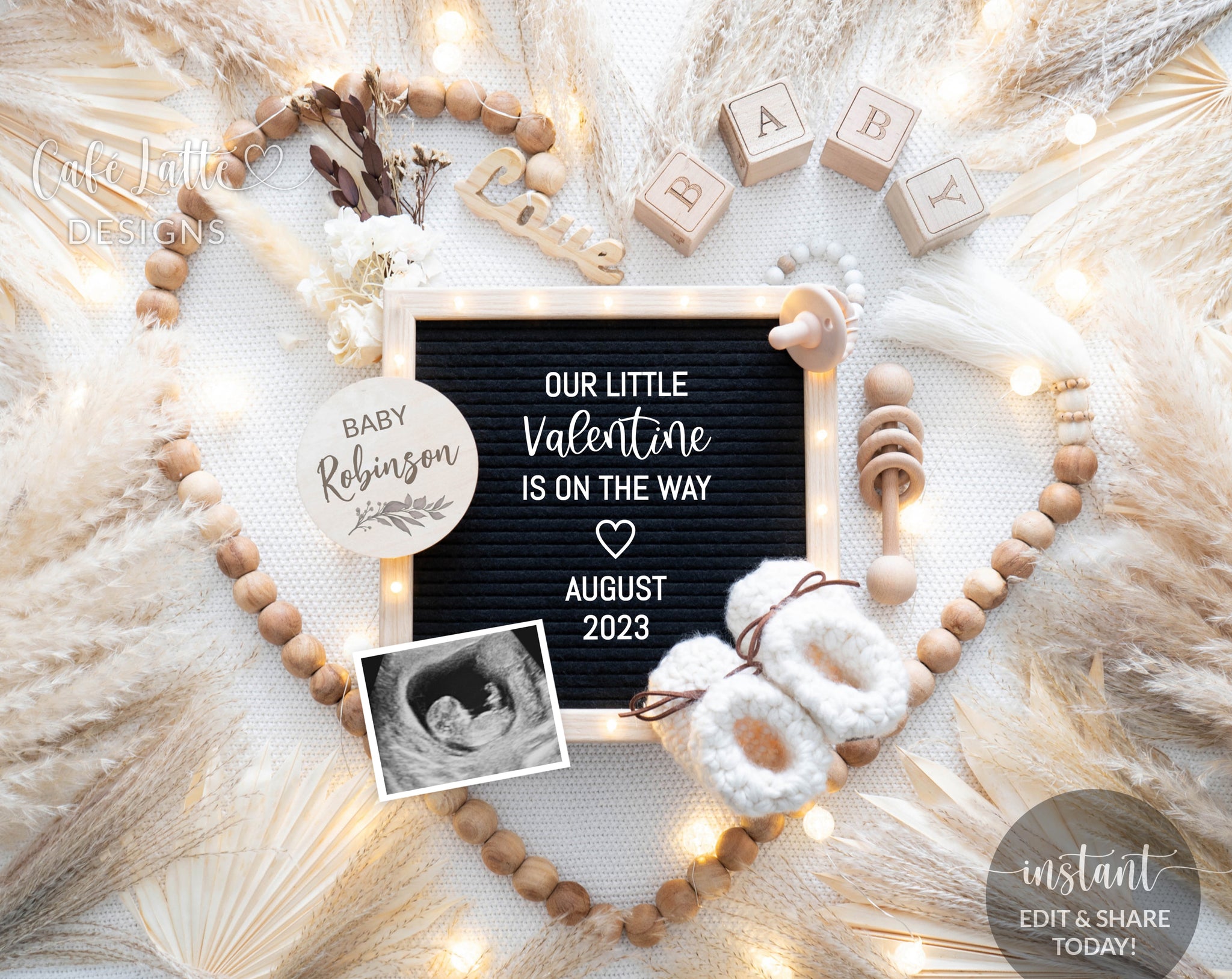 Gender Neutral Valentines Day Pregnancy Announcement Heart