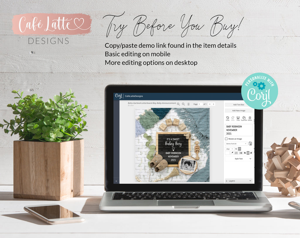 Editable Boy Baby Announcement Social Media, Sweet Baby Boy Gender Reveal Letter Board Boho Pregnancy Digital Template, Instagram Facebook