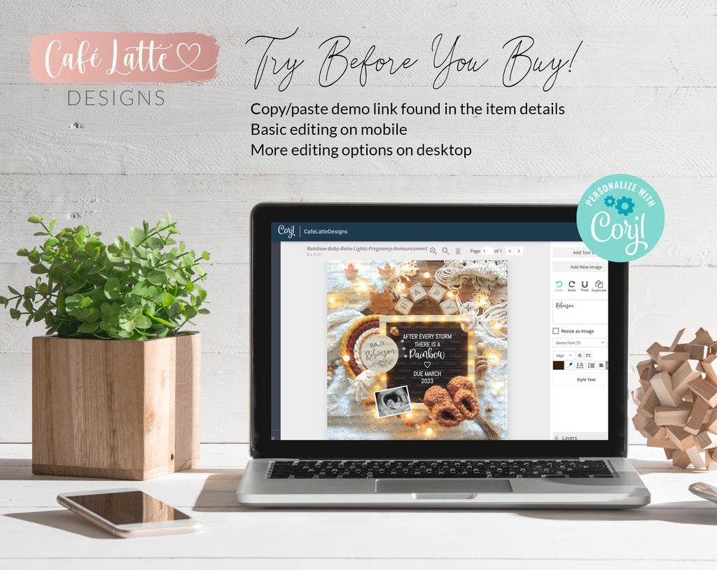 Digital Fall Boho Rainbow Baby Pregnancy Announcement Social Media, After Every Storm There Is A Rainbow Letter Board Editable, Autumn Corjl