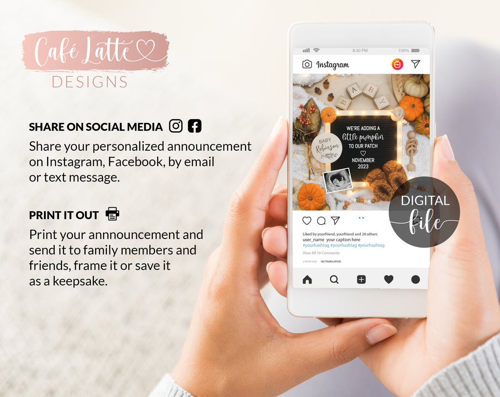 Digital Fall Boho Pregnancy Announcement For Social Media, Adding Pumpkin to Our Patch Letter Board Editable Template Baby Autumn Reveal