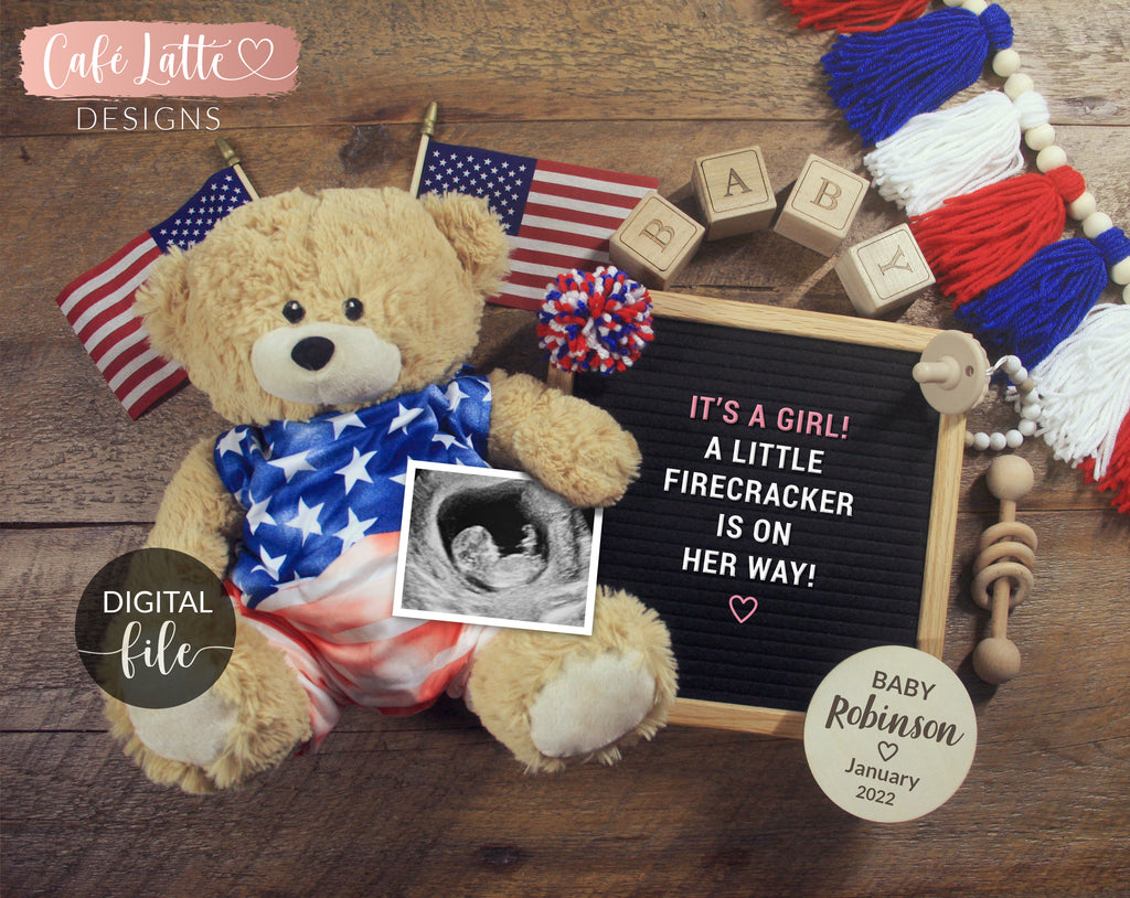 Digital Pregnancy Announcement Social Media, Its a Boy Fourth of July Baby Gender Reveal, Instagram Facebook, A Little Firecracker is Due