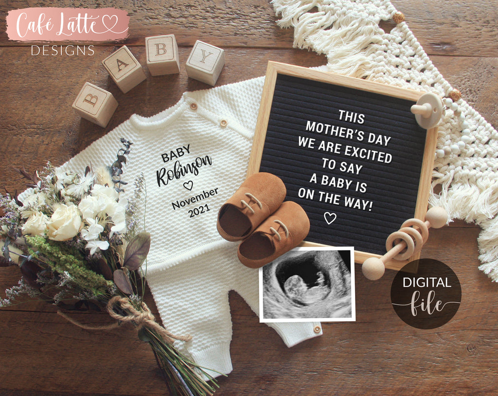 Mothers Day Pregnancy Announcement for Social Media Instagram Facebook, Digital Baby Reveal for Mother's Day, Gender Neutral