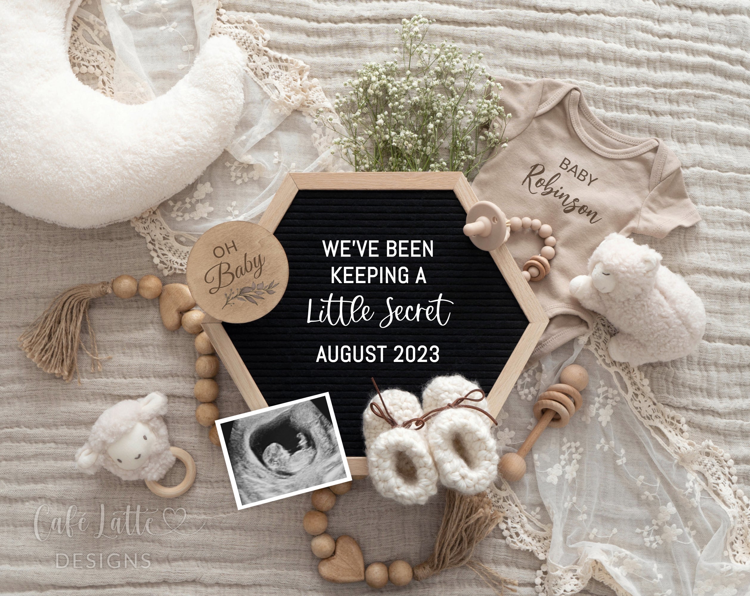 Baby Announcement Digital Gender Neutral Reveal With Lamb And Moon
