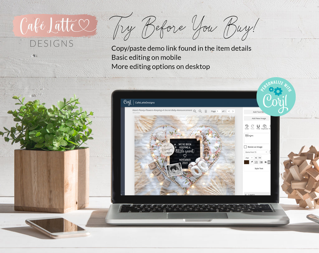 Spring Baby Announcement digital reveal for social media, summer boho pregnancy announcement digital image with pampas, heart, peony flowers, lamb and letter board, keeping a little secret, editable template DIY