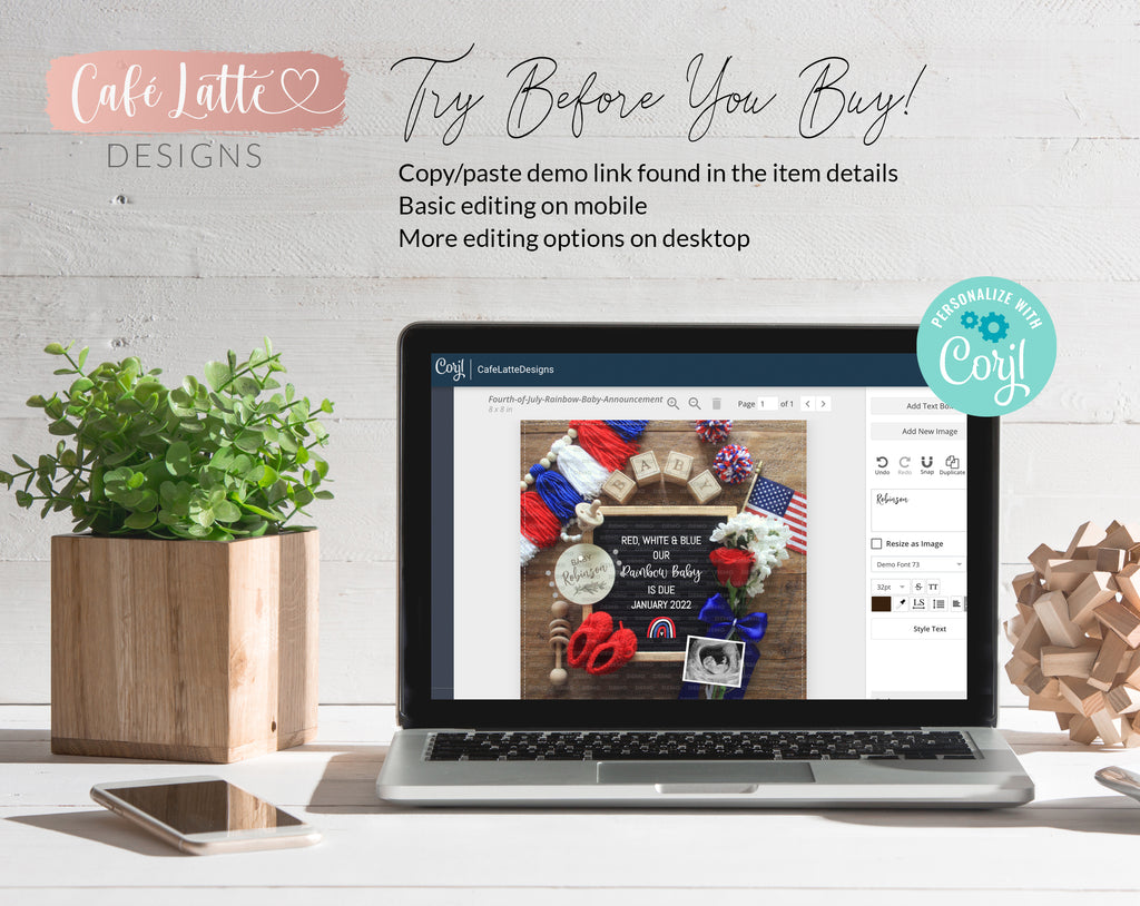 Editable Pregnancy Announcement Social Media, Red White & Blue our Rainbow Baby is Due Letter Board Digital, 4th of July Baby, Printable DIY