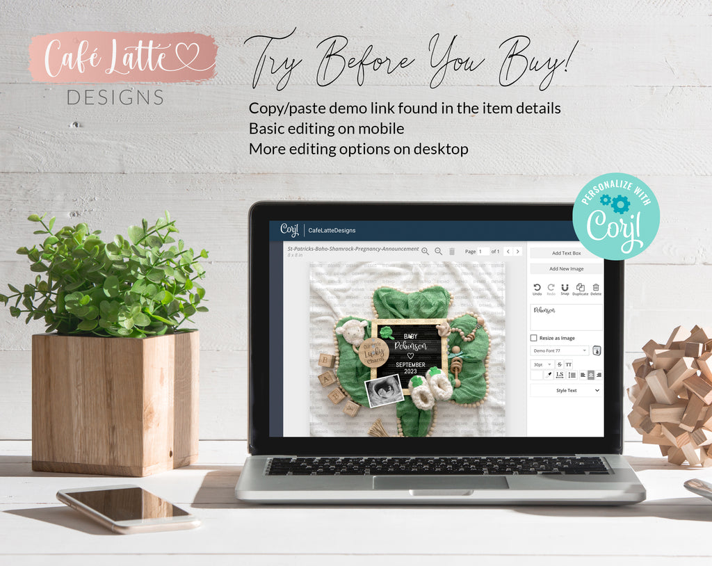 St Patricks Day Digital Pregnancy Announcement, St Patricks Editable Template Our Little Lucky Charm, Shamrocks Lamb, DIY