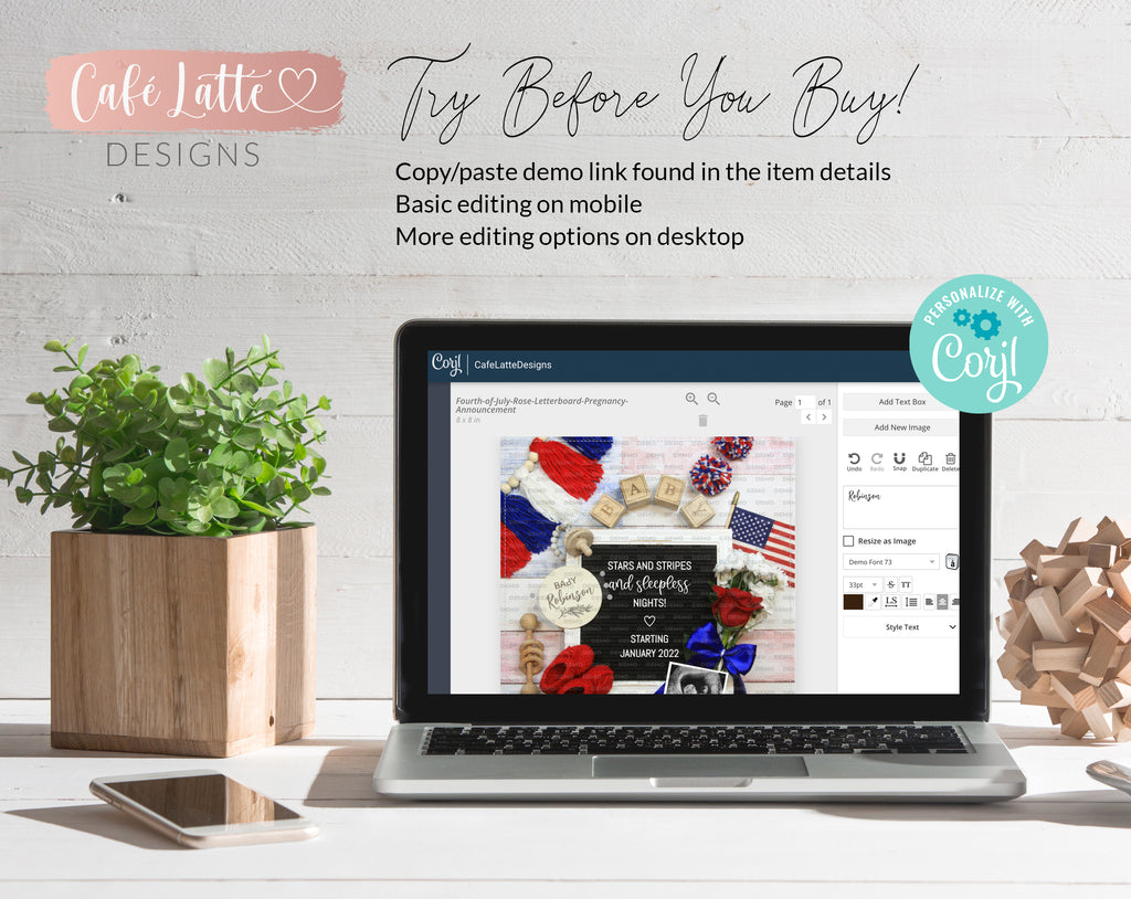 Editable Pregnancy Announcement Social Media, Stars and Stripes and Sleepless Nights Letter Board Digital, Fourth of July, Printable DIY